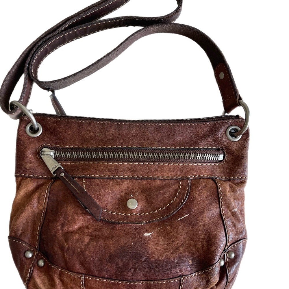 Fossil distressed leather crossbody bag